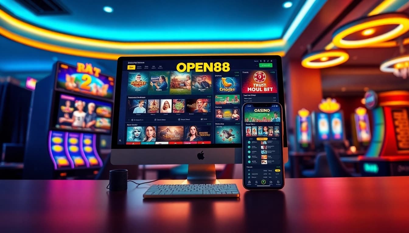 OPEN88 online gaming interface showcasing vibrant slots and betting options