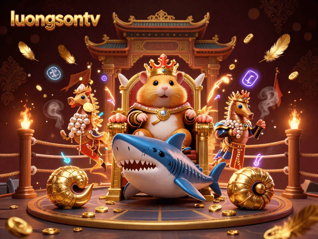 Experience a thrilling sports betting scene with luongsontv in a vibrant 3D illustration featuring unique characters and elements.