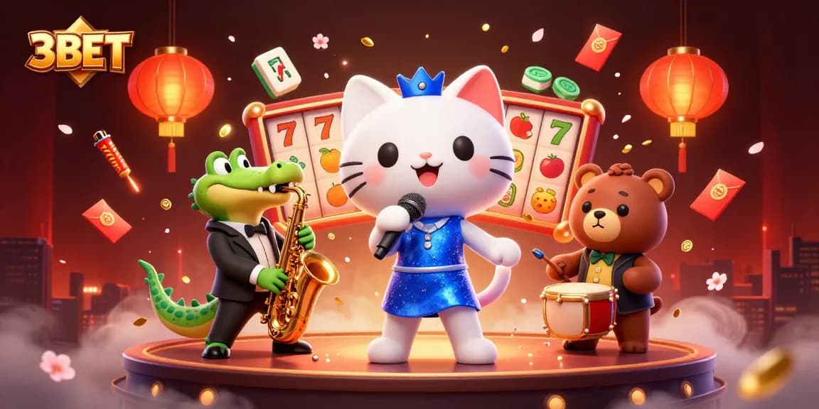 Experience the vibrant 3BET casino scene with dynamic characters and thrilling gaming elements.