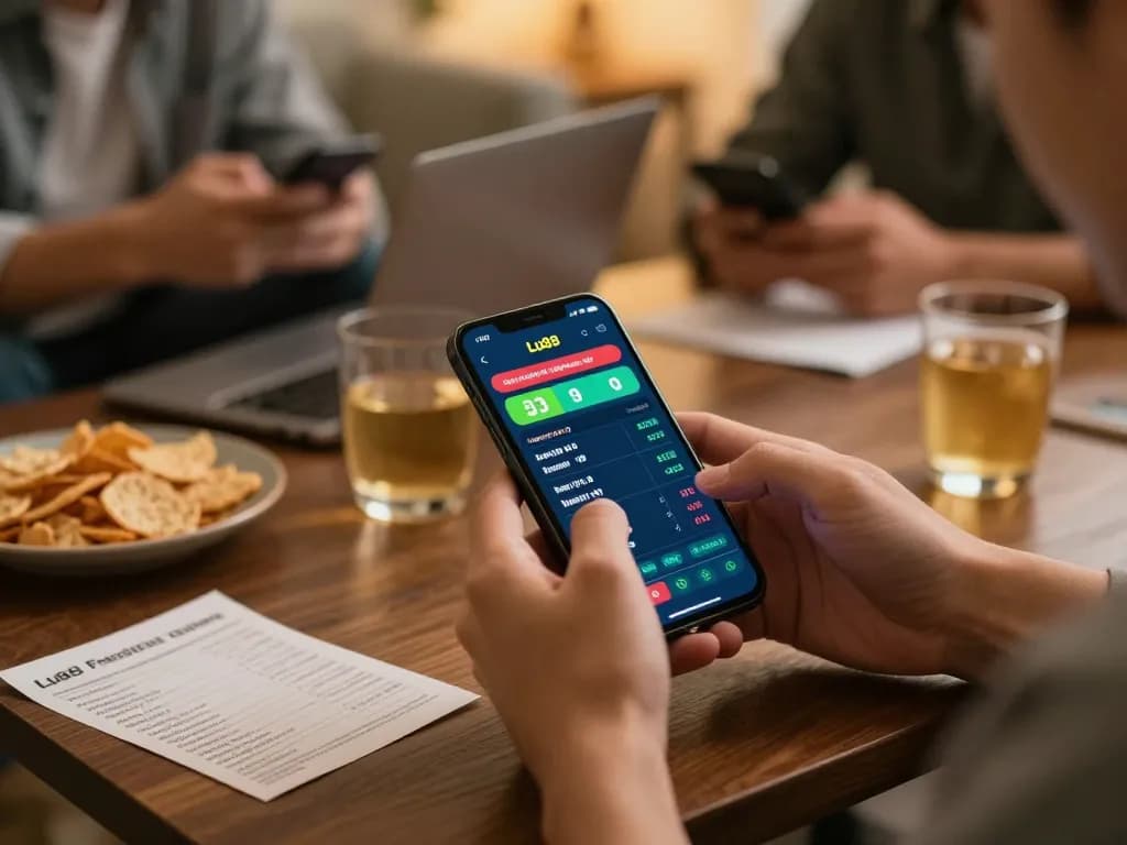 Lu88 sports betting app being used by a player in a cozy home setting while enjoying snacks