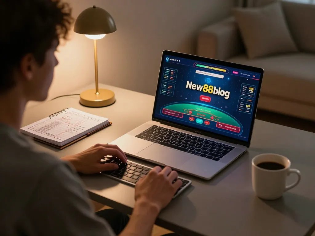 Player enjoying live dealer blackjack on new88blog in a stylish home setting