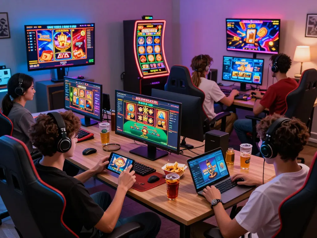 Engaged players at hitclub online gaming platform enjoying diverse casino games with vibrant graphics.