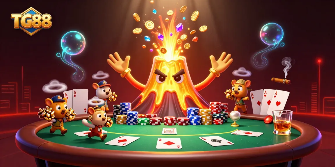 Experience thrilling wins at TG88 with a vibrant eruption of treasures and casino elements.