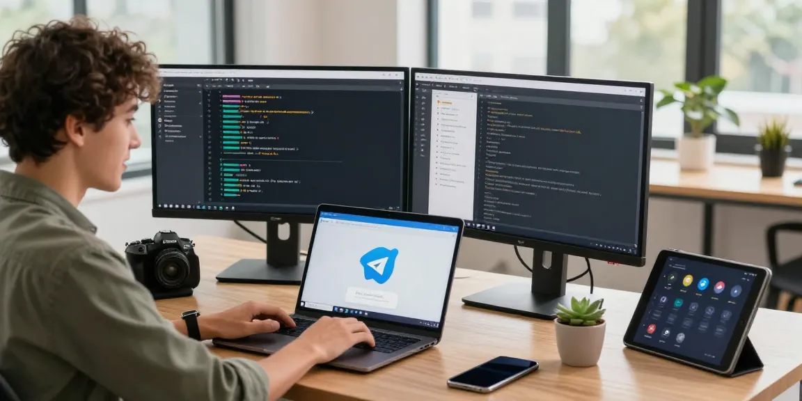 Experience seamless communication with Telegram download in a modern tech workspace.