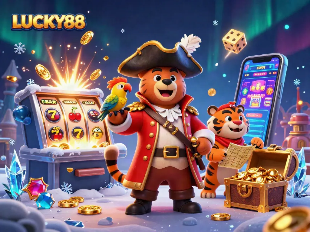 Play the exciting LUCKY88 slot with thrilling characters and jackpot elements bursting with gold.
