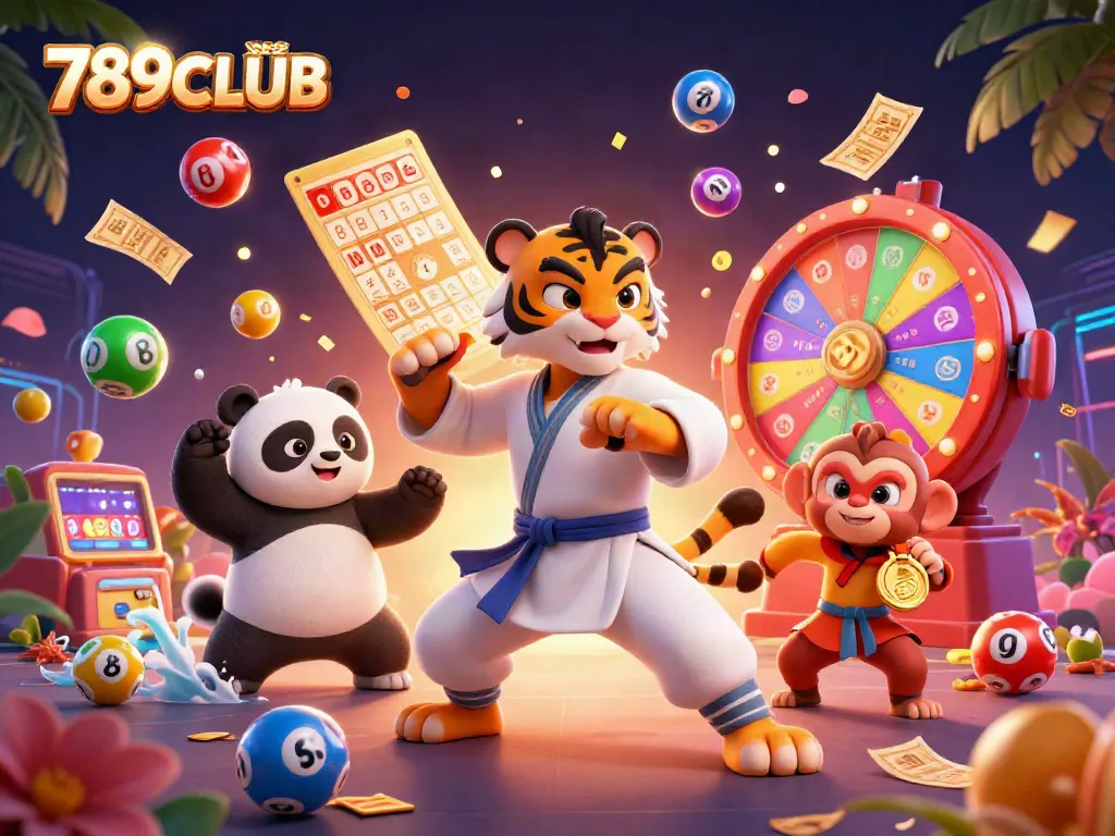 Engage with 789CLUB's vibrant gaming world featuring dynamic casino elements and animated characters in action.