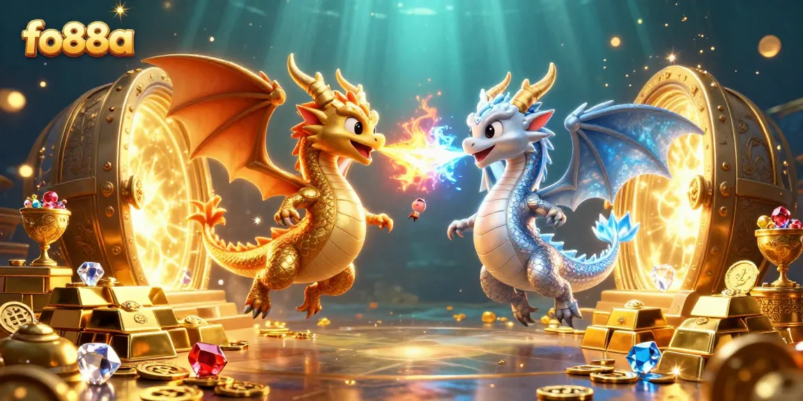 Engage with fo88a's thrilling casino adventure featuring intertwined dragons and treasure elements.