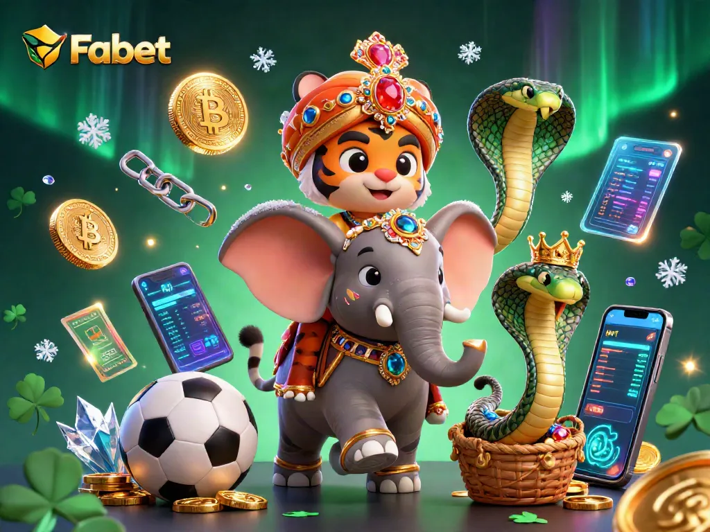 Bet big on Fabet with this dynamic digital illustration of a maharaja tiger and diverse betting elements.