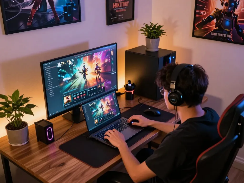 Engaging in the KK55 Game while enjoying a modern home office setup for online gambling