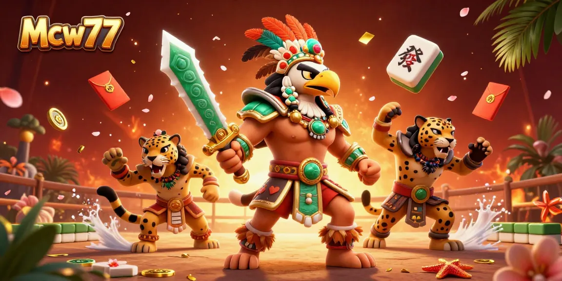 Experience thrilling cockfighting action at Mcw77 with vibrant characters and dynamic game elements.