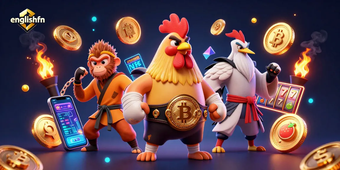 Experience thrilling gameplay with englishfn's dynamic 3D casino scene featuring iconic characters and crypto elements.