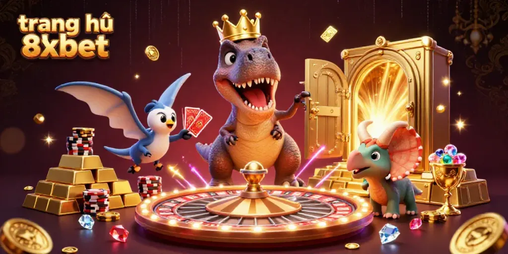 Engage in thrilling games at trang chủ 8xbet with vibrant cartoon characters and casino elements.