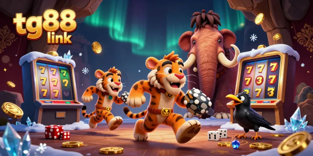 Experience thrilling gaming with tg88 link, showcasing a vibrant cartoon casino scene.