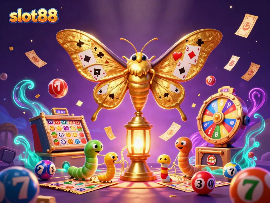 Experience thrilling wins with slot88 featuring vibrant slot machines and golden casino elements.