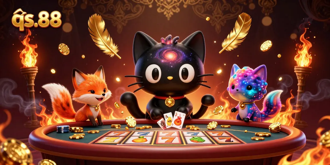 Experience thrilling gameplay with qs.88 as a black hole cat enchants the casino table.