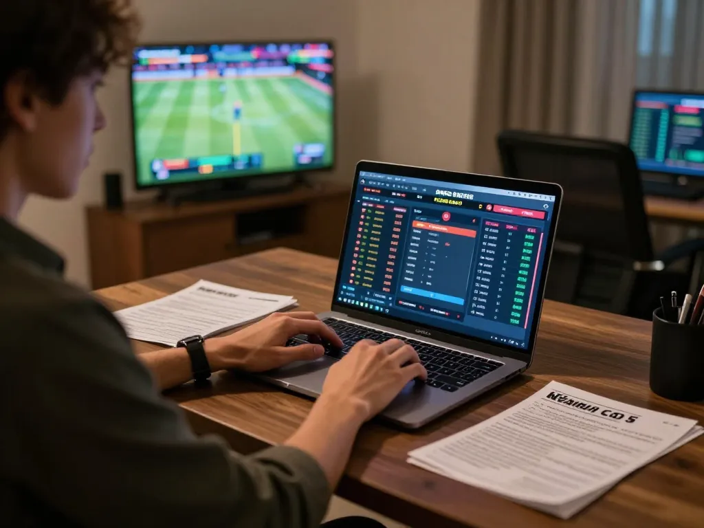 Participating in kèo nhà cái 5 online sports betting, engaging with live odds and strategies.