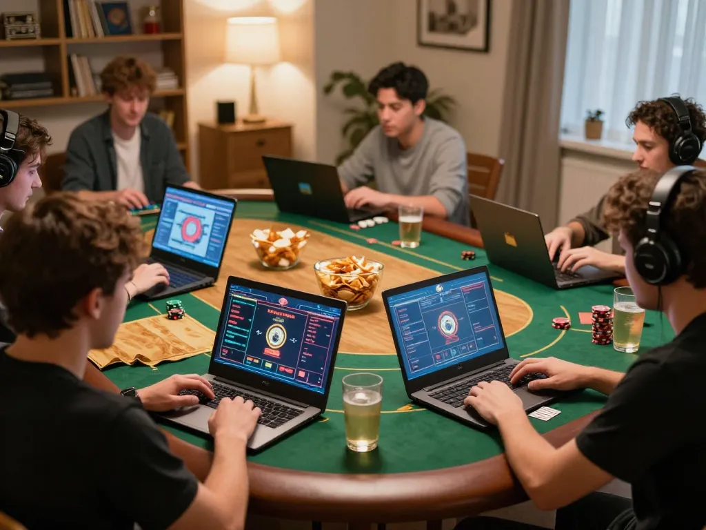 Players engaging in online casino games at home, showcasing MM88's interactive platform and strategy.