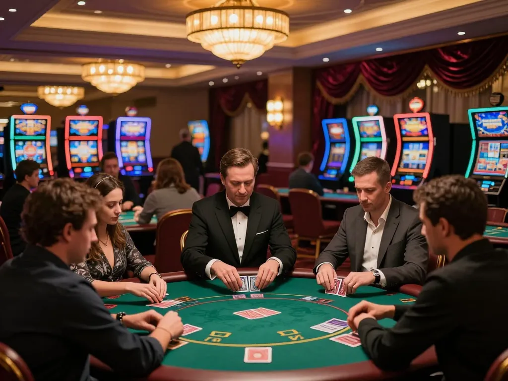 Players enjoying poker games at MMOO casino, highlighting vibrant atmosphere and strategic gameplay.