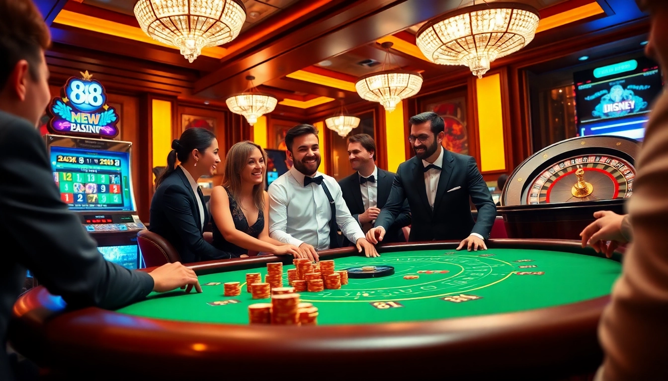 Experience the excitement of 888NEW's casino with vibrant tables and engaging gaming elements.