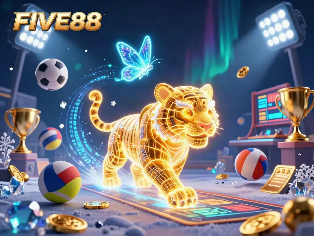 Experience the excitement of FIVE88's digital casino world, featuring vibrant characters and dynamic game elements.