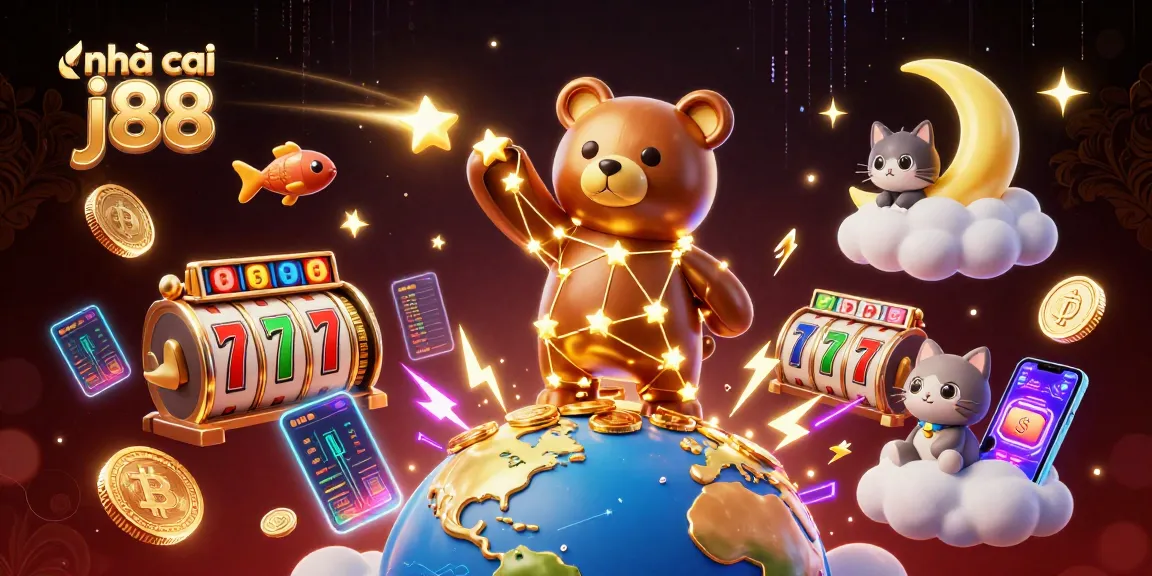 Engage with nhà cái j88's exciting rewards, surrounded by dynamic slot themes and cryptocurrency elements.