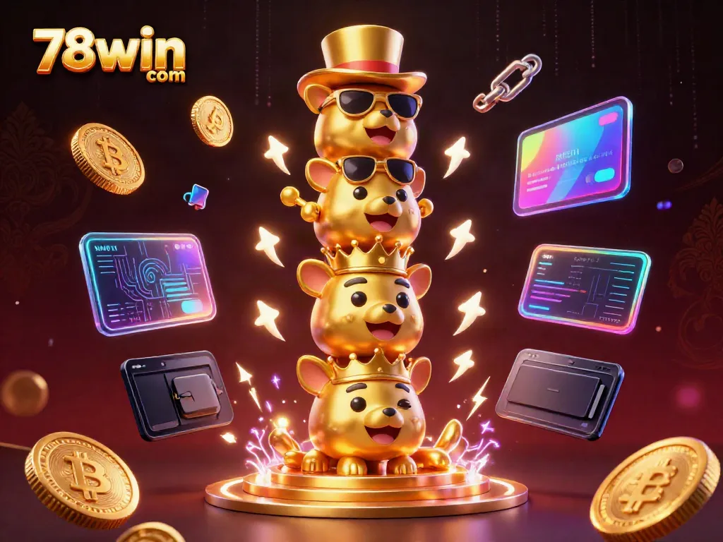 Experience the excitement of 78win com with vibrant casino characters and glowing elements in a dynamic 3D scene.