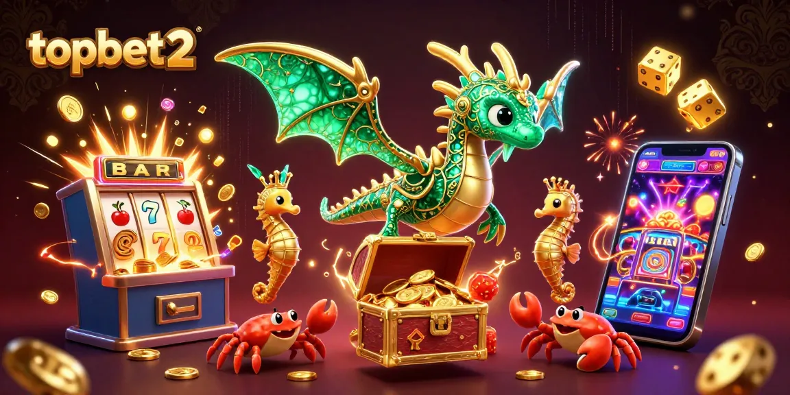 Engage in thrilling gaming adventures with topbet2, featuring a vibrant 3D sea dragon and jackpot celebrations.