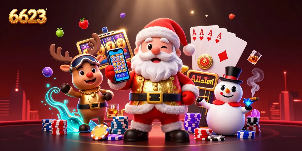 Experience the thrill of winning with 6623's vibrant casino adventure featuring festive characters.