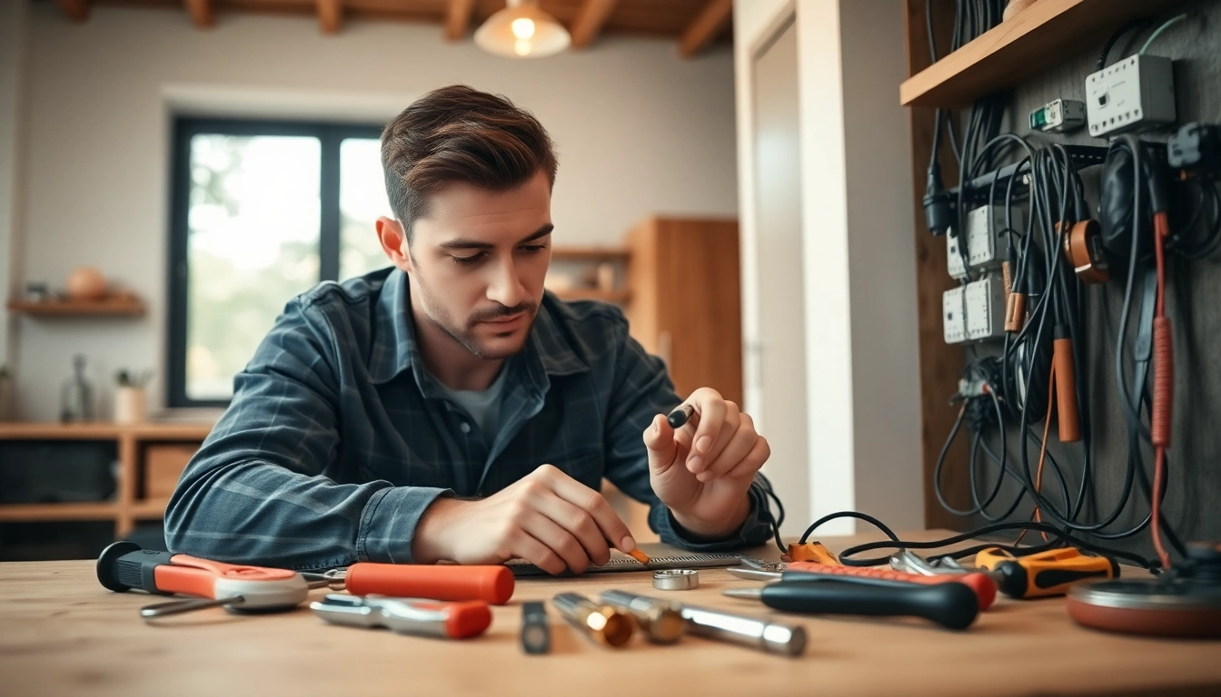 Electrician companies near me showcase skilled tradespeople working on modern home electrical systems.