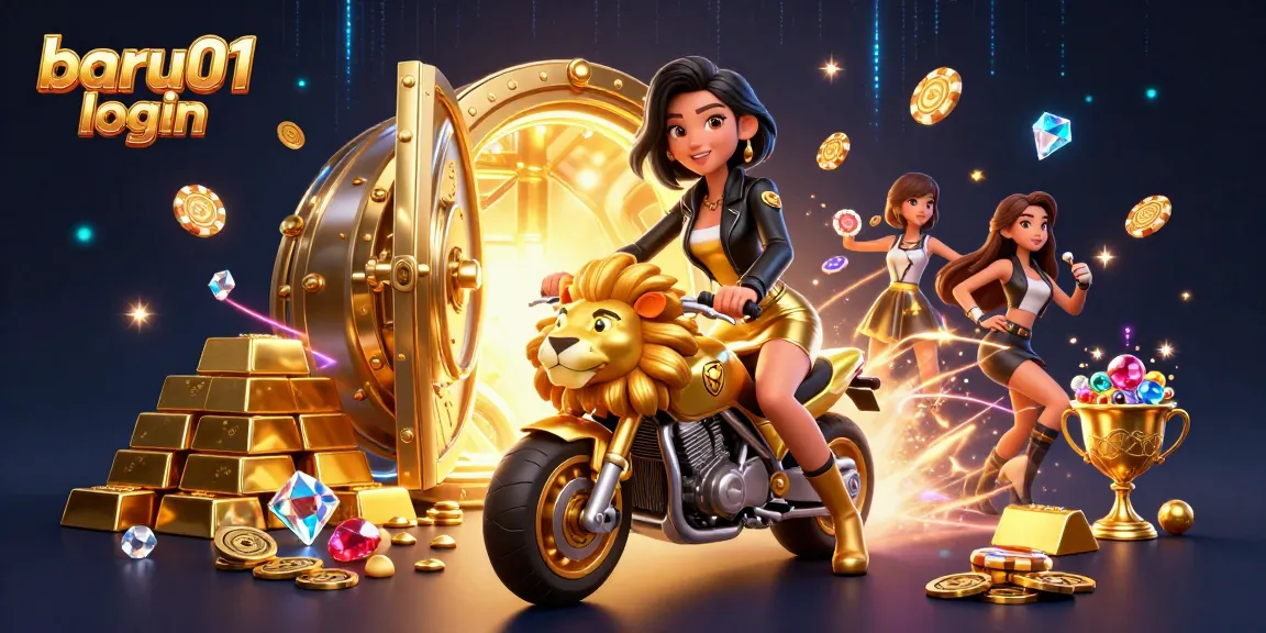 Jelajahi pengalaman mendebarkan dari login baru01 saat seorang wanita Asia glamor mengendarai singa emas kartun di tengah harta kasino.