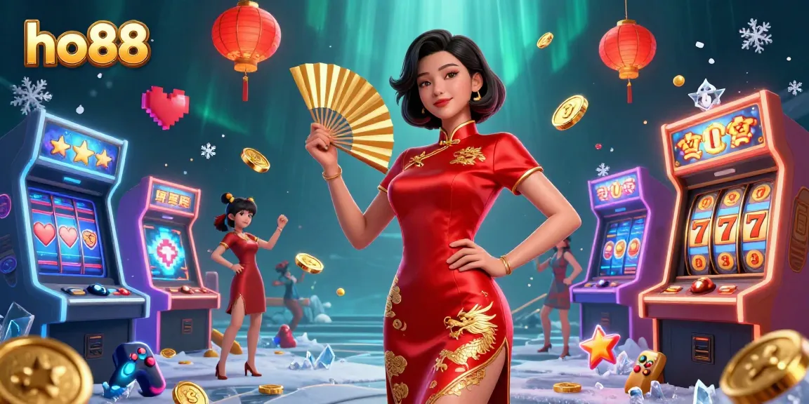 Engage in thrilling casino action with ho88 featuring a stunning Asian woman in gaming glamour.