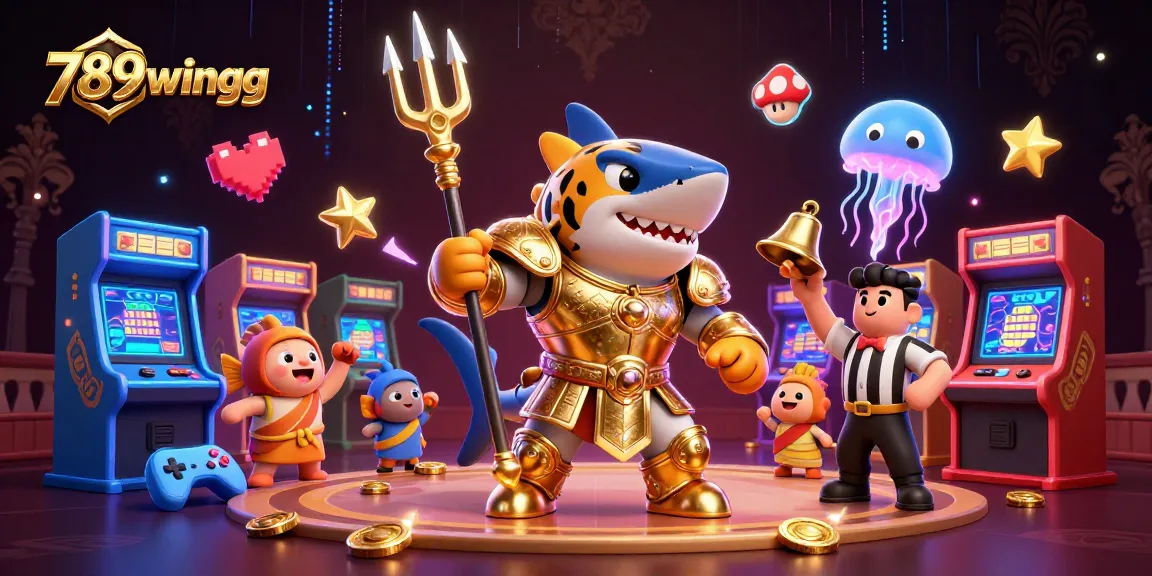 Join the excitement at 789wingg, where a 3D cartoon tiger shark rules the underwater colosseum!