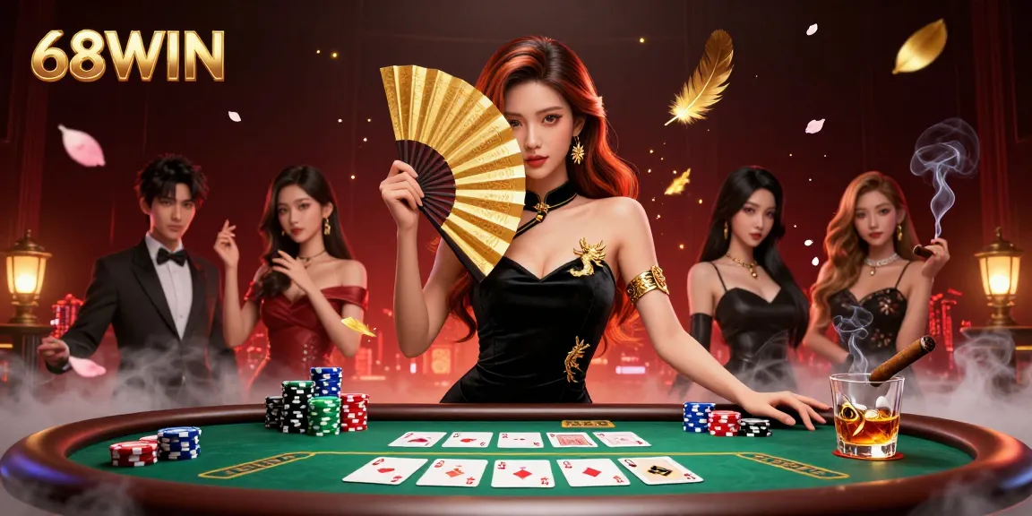 Experience the thrill of winning at 68WIN with captivating visuals of a poker game.