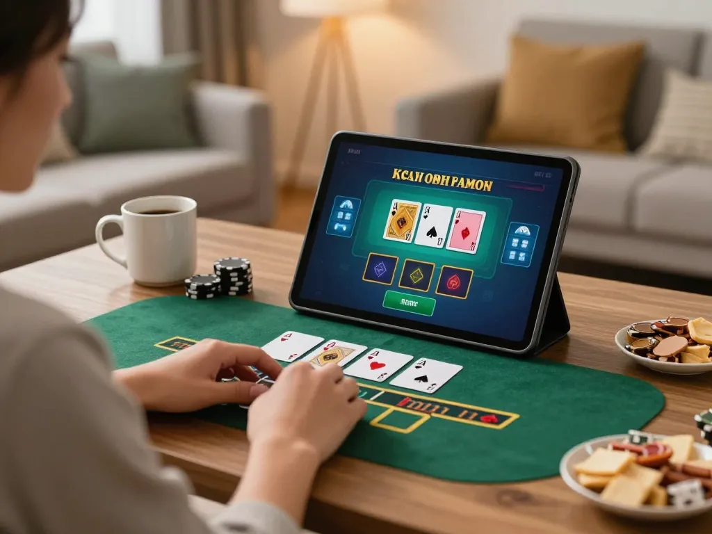 Player engaging in live dealer blackjack on tablet, SC88 offers a strategic online gaming experience.
