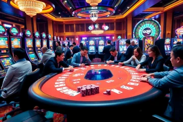 Experience thrilling gameplay at GG 88 casino with vibrant tables, exciting slot machines, and enthusiastic players.