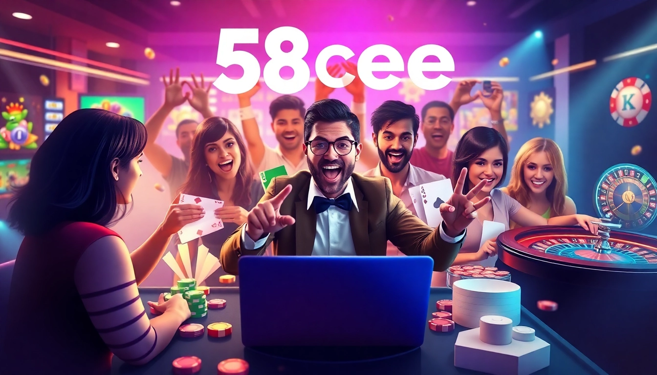 Players enjoying games on the 58ee online casino platform, showcasing excitement and user-friendly design.