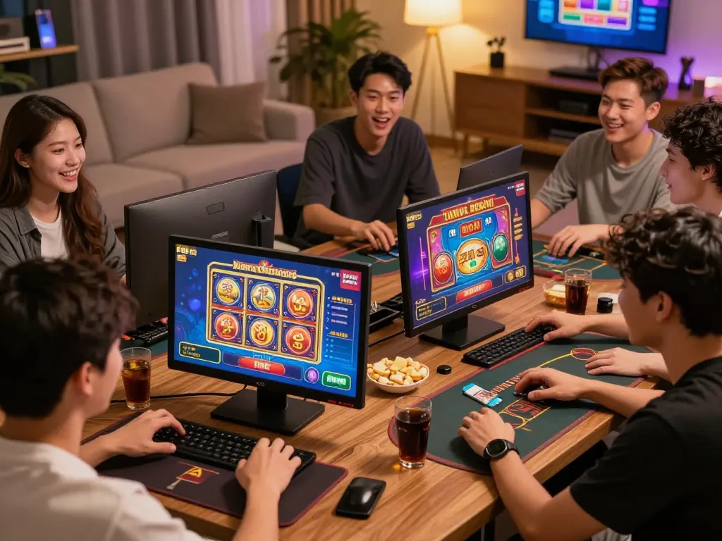 Experience the excitement of rikvip trực tuyến with friends enjoying thrilling online casino games together.