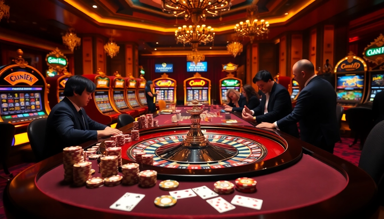 Players at a roulette table in a luxurious casino environment enjoying CM88's thrilling games.