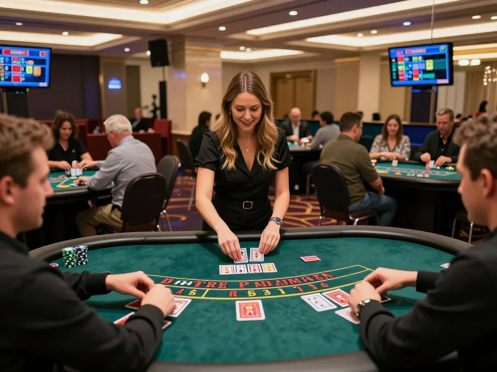 TA88 live dealer blackjack table with players placing bets in a lively casino atmosphere.