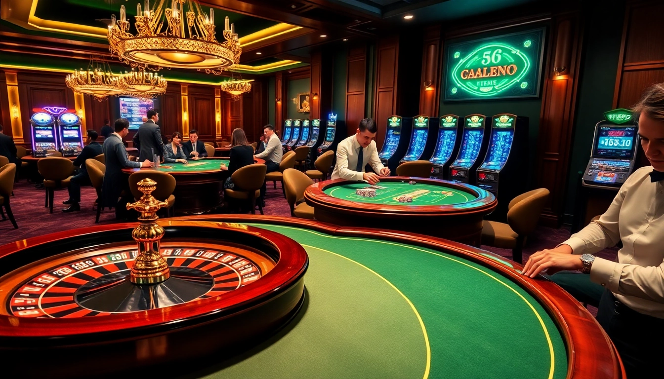 Experience the excitement at F168 with players engaged at elegant tables, vibrant casino atmosphere.
