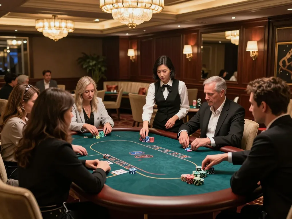 High-stakes poker game in exclusive VIP lounge showcasing players engaged in strategy at kkwin.in casino.