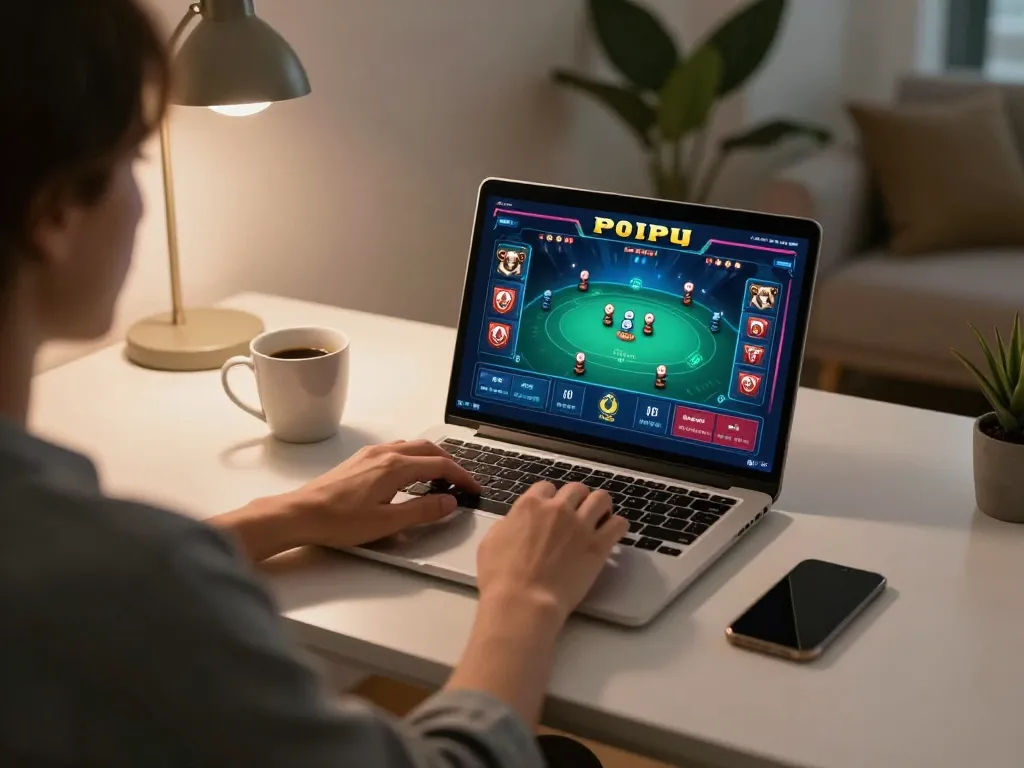 Experience vibrant online gambling at ok365 with a player engaged in strategic poker.