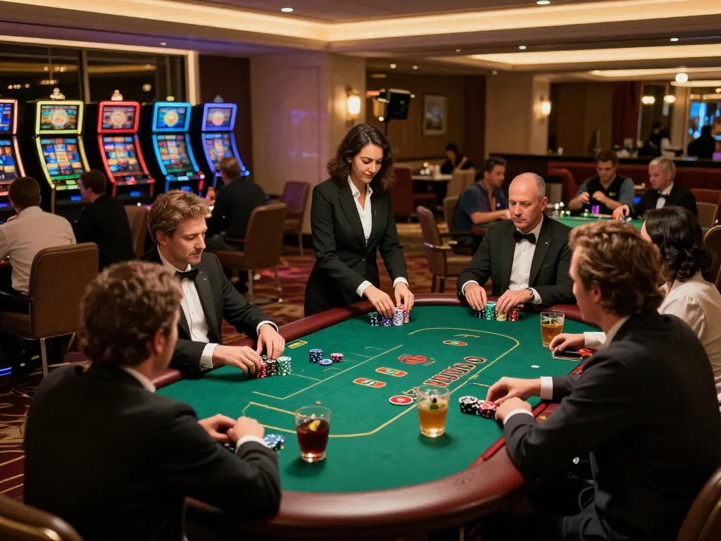3WIN players competing at high-roller poker table set in a luxurious casino