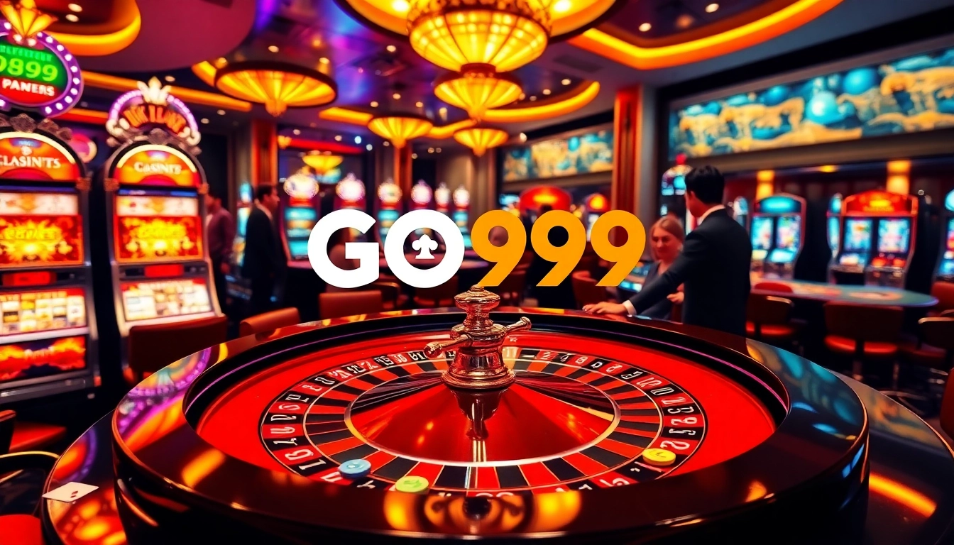 Engaged players at GO99 casino enjoying roulette and poker games in a vibrant atmosphere.