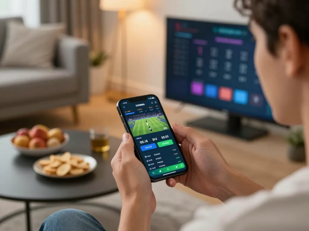 Player using the GEN88 app for strategic sports betting with real-time odds displayed