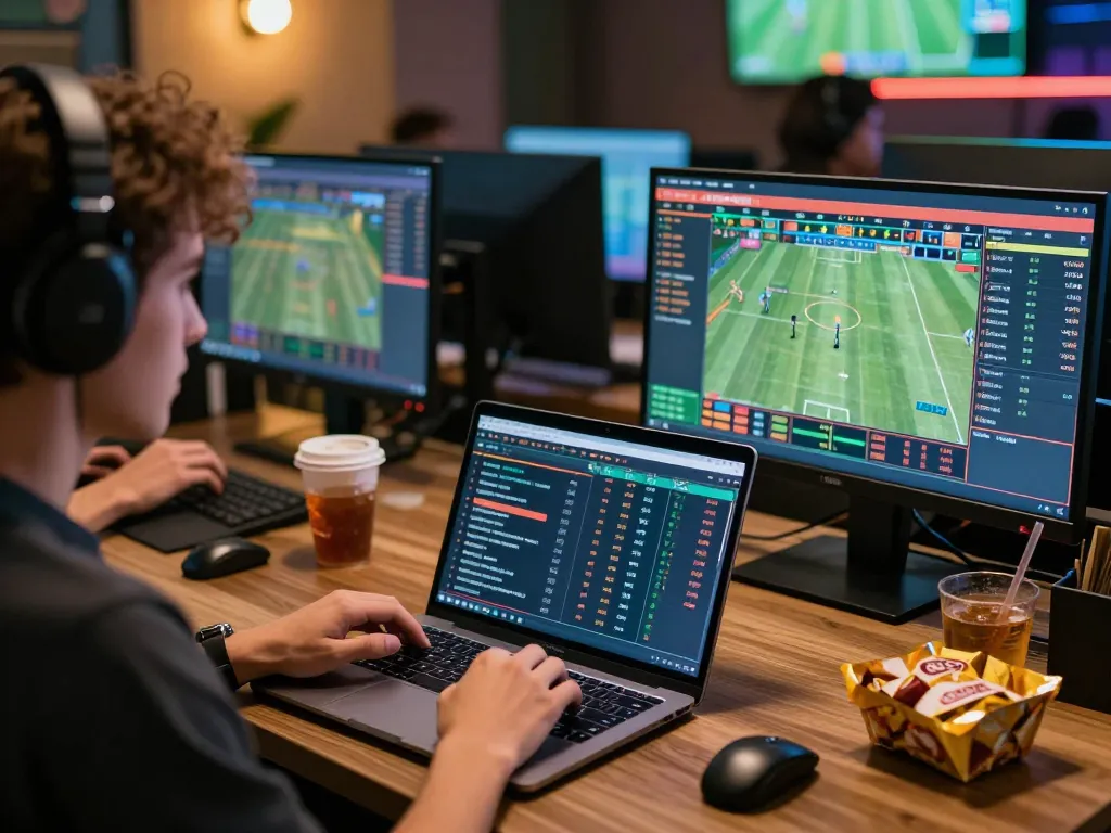 Engaging sports betting scene on TA88 with live odds displayed on multiple screens.