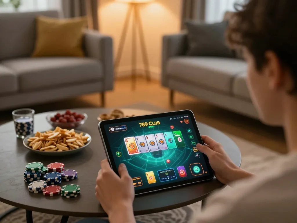 Engaging in the 789 Club online gaming experience at home with a cozy setting