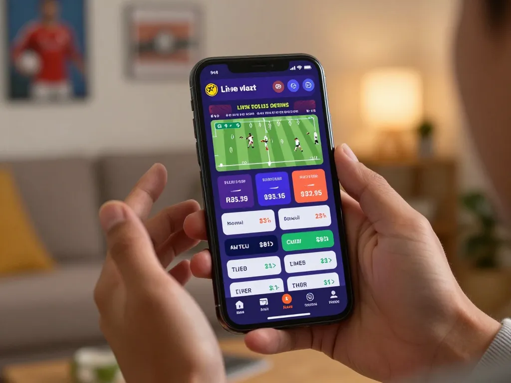 BONG88 app showcasing live sports betting excitement in a cozy home environment