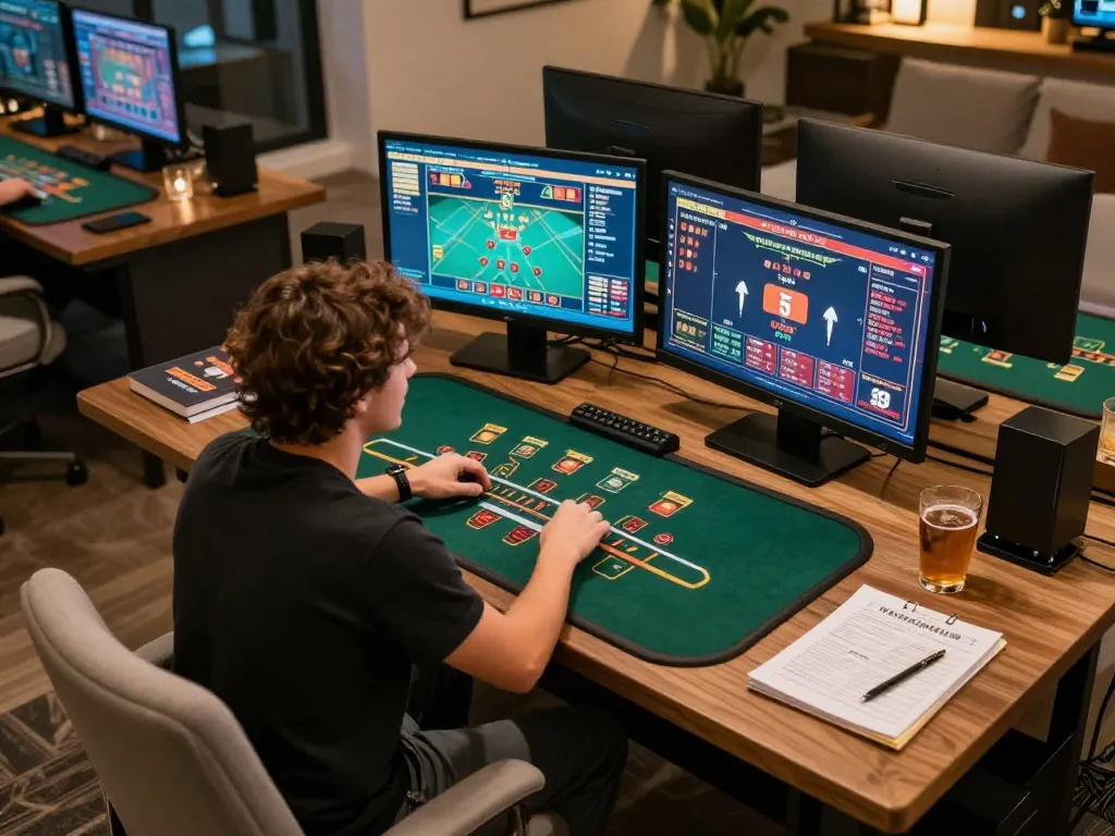 Engaging in live dealer blackjack at home using RR99 gaming strategies for responsible gameplay.
