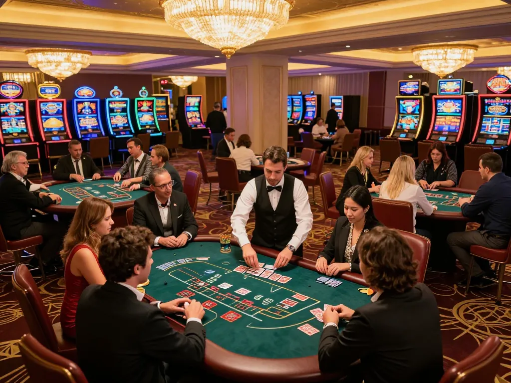 Players enjoying exciting poker gameplay at Lu88 casino with vibrant atmosphere and engaging dealers